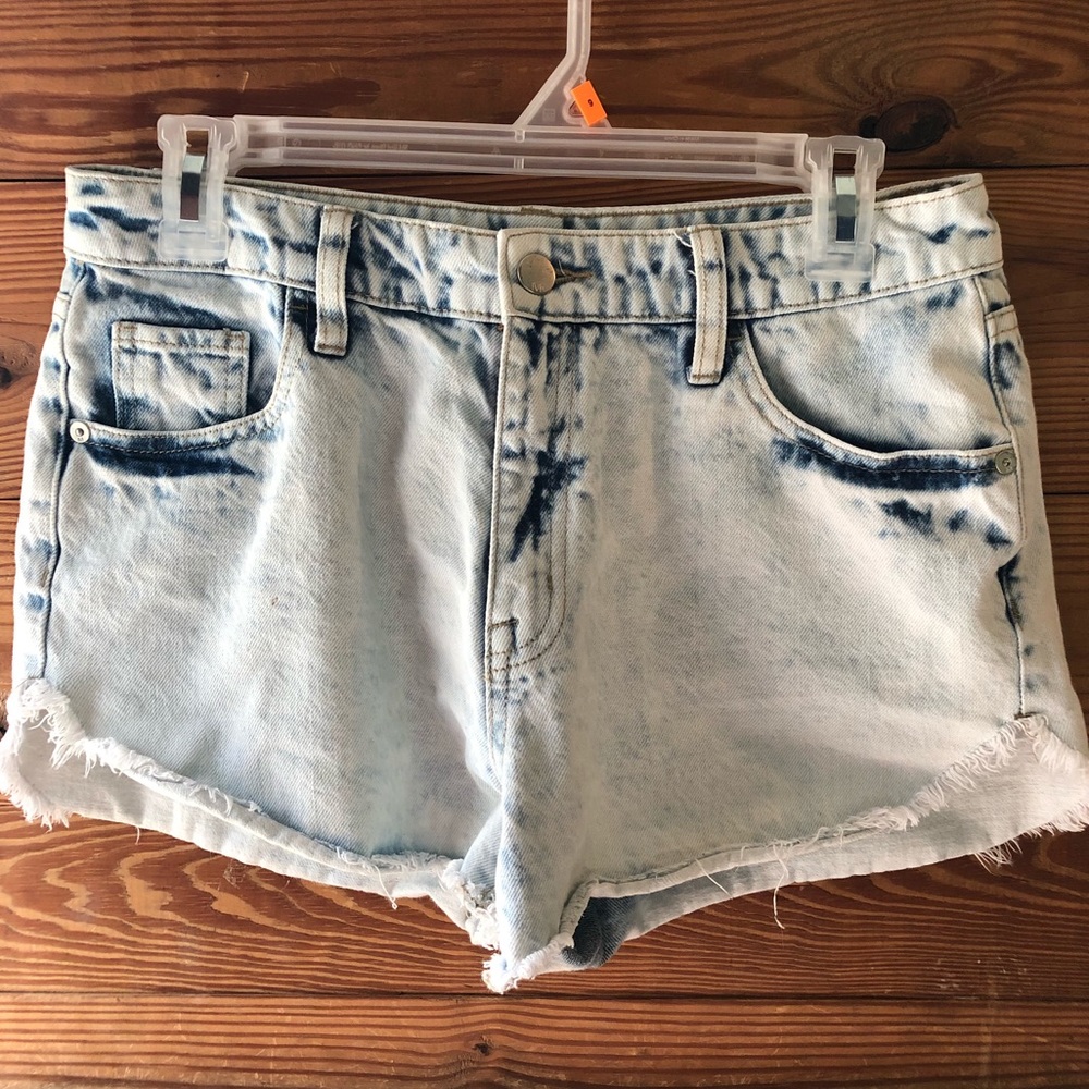 High Waist Acid Wash Jean Shorts